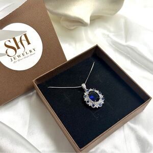 💎925 Sterling Silver Blue Paraiba Tourmaline Gemstone Pendant Necklace